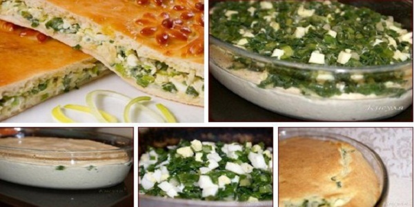 Быстрый (заливной) пирог с зелёным луком и яйцом.
