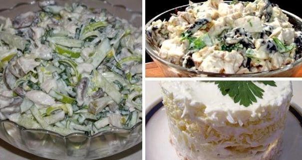 Подборка салатов с курицей