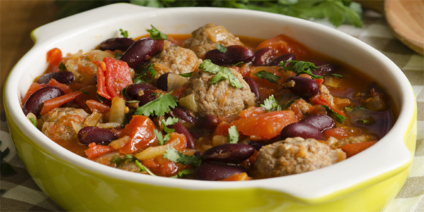 Тушеное мясо с фасолью и овощами!