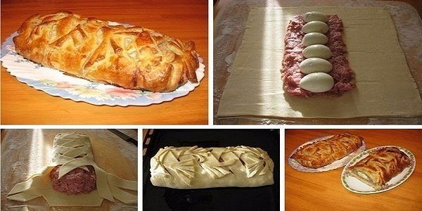 Мясной рулет в тесте по-домашнему