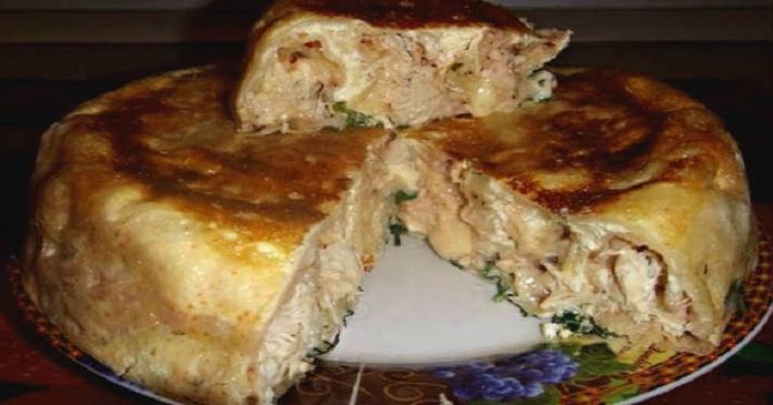 Пирог на кефире с курицей. Пойду опять за кефиром…очень удачный рецепт!