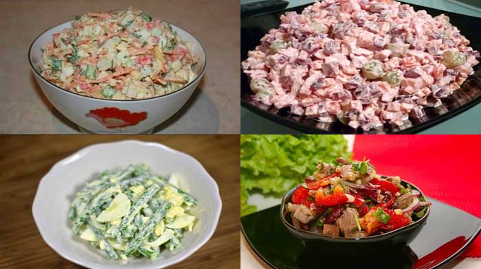 Вкусные салатики — 4 простых рецепта