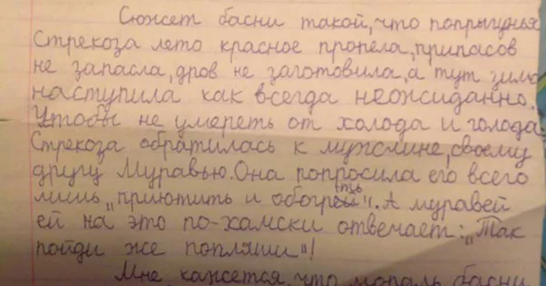 Сочинение “Стрекоза и муравей” — хит интернета!